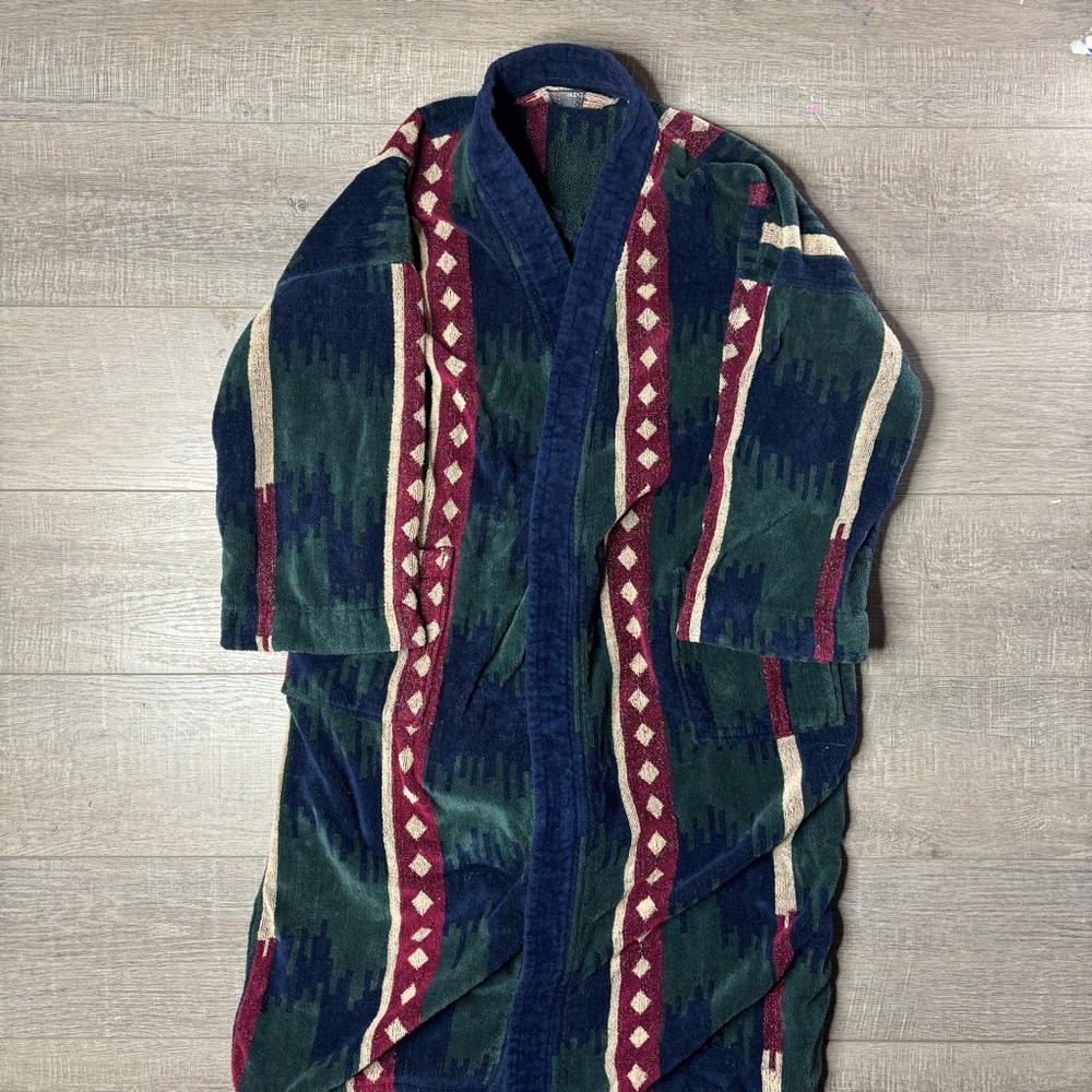 Knightsbridge mens vintage towel shower bath robe 90s retro colors approx M / L